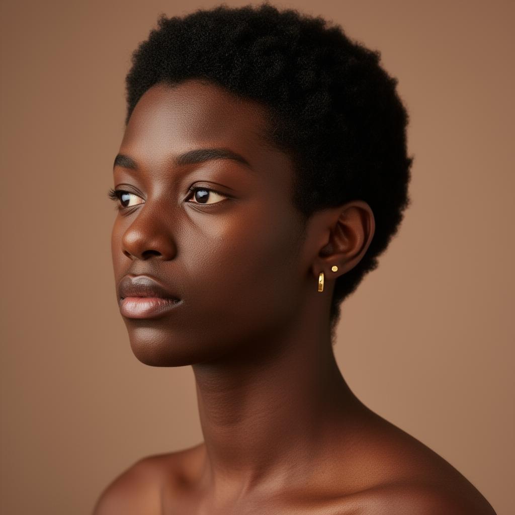 Androgynous Black person with short natural hair