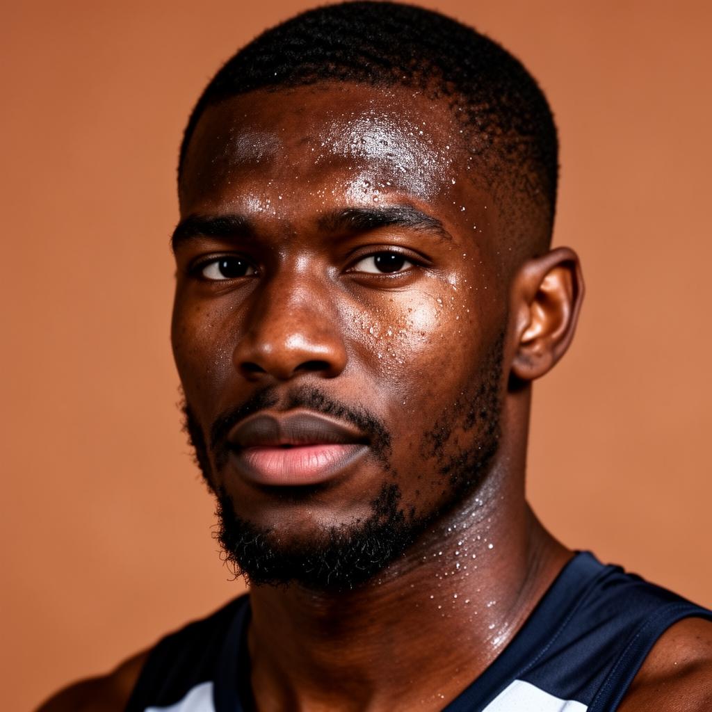 Black athlete man with close-cropped hair